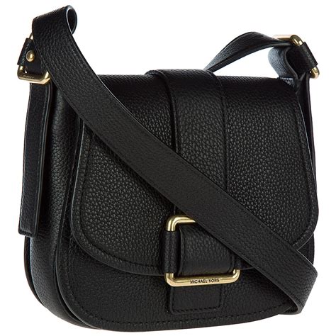 michael kors black leather messenger crossbody 1 295|Michael Kors leather crossbody purses.